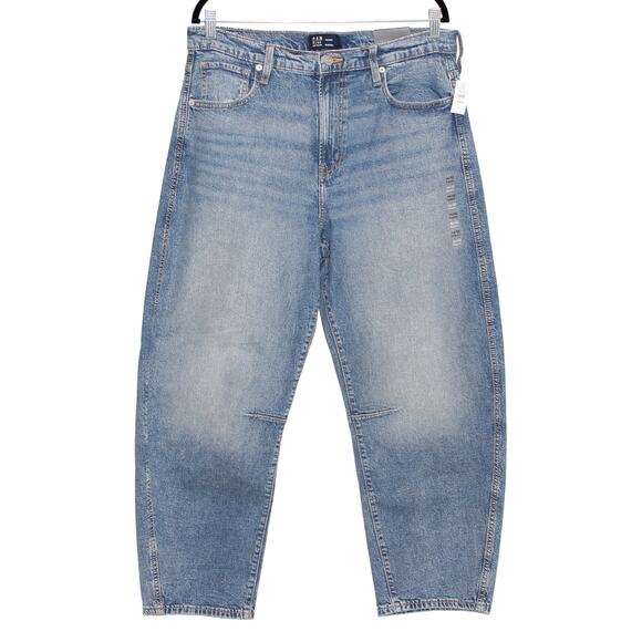 GAP Barrel Jeans Medium Indigo Denim Size 14 / 32 NWT - Picture 2 of 8